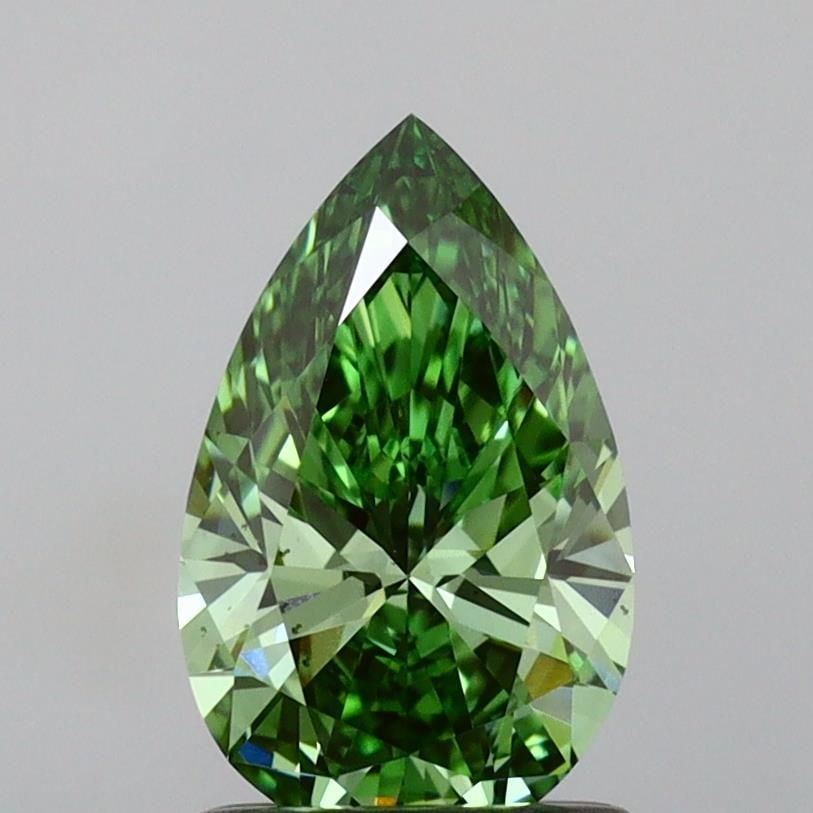 Loose Diamond - PEAR 1.16ct Fancy Vivid Green VS2: Loose Diamond - PEAR 1.16ct Fancy Vivid Green VS2 Source: This is a real non-mined Diamond that has been grown in a lab Shape: PEAR Carats: 1.16 Color: Fancy Vivid Green Certification: IGI Video:
