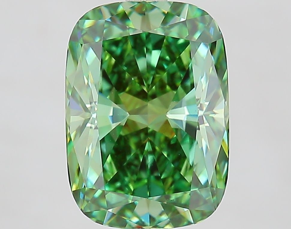 Loose Diamond - CUSHION MODIFIED 4.05ct Fancy Vivid Green VS1: Loose Diamond - CUSHION MODIFIED 4.05ct Fancy Vivid Green VS1 Source: This is a real non-mined Diamond that has been grown in a lab Shape: CUSHION MODIFIED Carats: 4.05 Color: Fancy Vivid Green