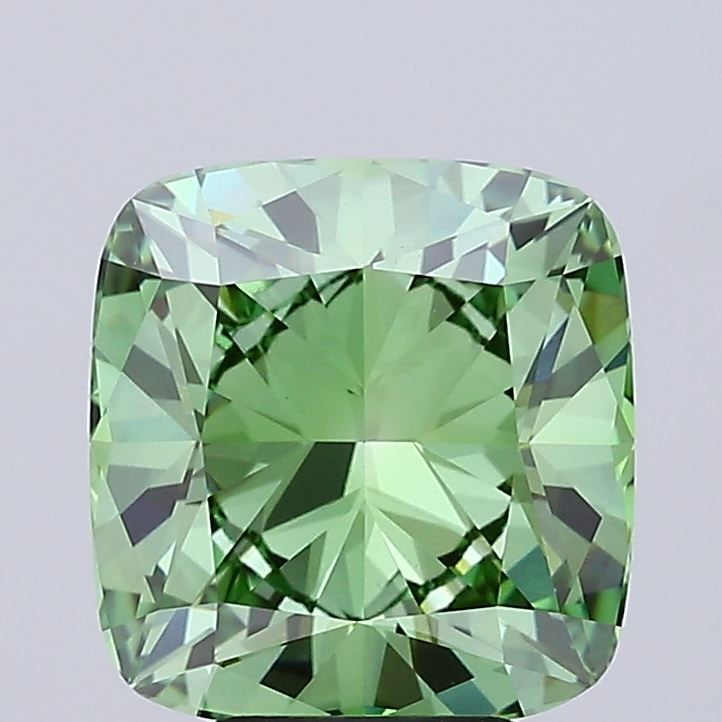 Loose Diamond - CUSHION MODIFIED 5.09ct Fancy Vivid Green VVS2: Loose Diamond - CUSHION MODIFIED 5.09ct Fancy Vivid Green VVS2 Source: This is a real non-mined Diamond that has been grown in a lab Shape: CUSHION MODIFIED Carats: 5.09 Color: Fancy Vivid Green Certi