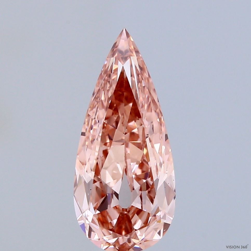 Loose Diamond - PEAR 1.69ct Fancy Vivid Brownish Pink VS1: Loose Diamond - PEAR 1.69ct Fancy Vivid Brownish Pink VS1 Source: This is a real non-mined Diamond that has been grown in a lab Shape: PEAR Carats: 1.69 Color: Fancy Vivid Brownish Pink Certification: