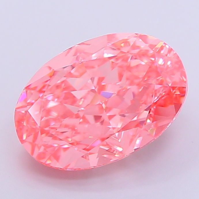 Loose Diamond - OVAL 4.18ct Fancy Vivid Pink VVS1: Loose Diamond - OVAL 4.18ct Fancy Vivid Pink VVS1 Source: This is a real non-mined Diamond that has been grown in a lab Shape: OVAL Carats: 4.18 Color: Fancy Vivid Pink Certification: IGI Video: