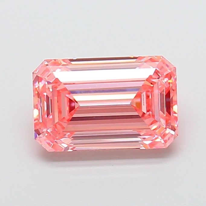 Loose Diamond - EMERALD 3.01ct Fancy Vivid Pink VVS2: Loose Diamond - EMERALD 3.01ct Fancy Vivid Pink VVS2 Source: This is a real non-mined Diamond that has been grown in a lab Shape: EMERALD Carats: 3.01 Color: Fancy Vivid Pink Certification: IGI Video: