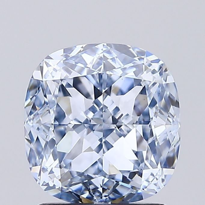 Loose Diamond - CUSHION MODIFIED 1.68ct Fancy Blue VVS2: Loose Diamond - CUSHION MODIFIED 1.68ct Fancy Blue VVS2 Source: This is a real non-mined Diamond that has been grown in a lab Shape: CUSHION MODIFIED Carats: 1.68 Color: Fancy Blue Certification: IGI 
