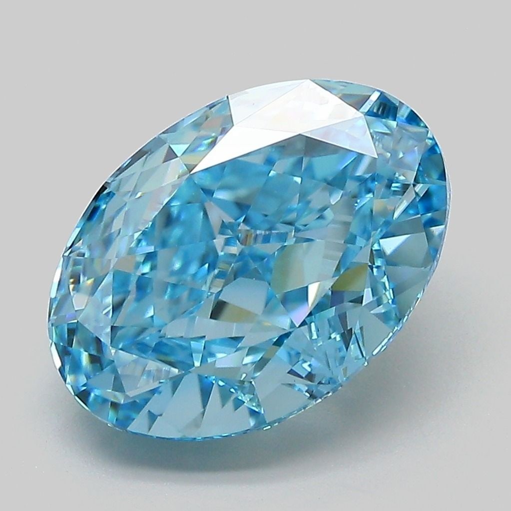 Loose Diamond - OVAL 5.12ct Fancy Vivid Blue VVS2: Loose Diamond - OVAL 5.12ct Fancy Vivid Blue VVS2 Source: This is a real non-mined Diamond that has been grown in a lab Shape: OVAL Carats: 5.12 Color: Fancy Vivid Blue Certification: IGI Video: