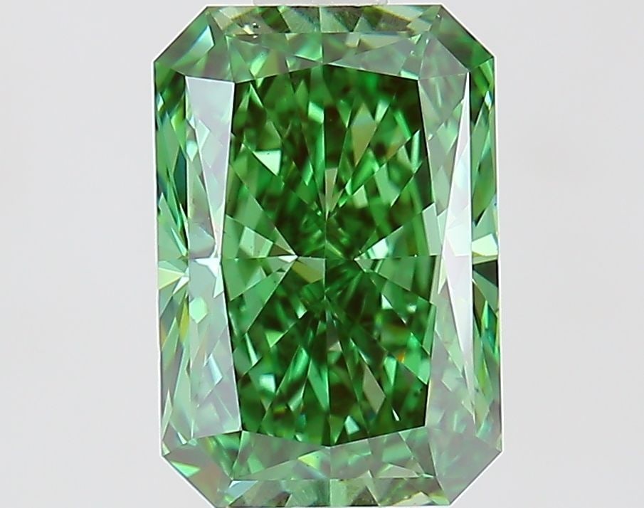 Loose Diamond - RADIANT 1.56ct Fancy Vivid Green VS1: Loose Diamond - RADIANT 1.56ct Fancy Vivid Green VS1 Source: This is a real non-mined Diamond that has been grown in a lab Shape: RADIANT Carats: 1.56 Color: Fancy Vivid Green Certification: IGI Video