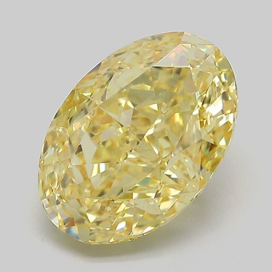 Loose Diamond - OVAL 4.03ct Fancy Intense Yellow VVS2: Loose Diamond - OVAL 4.03ct Fancy Intense Yellow VVS2 Source: This is a real non-mined Diamond that has been grown in a lab Shape: OVAL Carats: 4.03 Color: Fancy Intense Yellow Certification: IGI PLEA