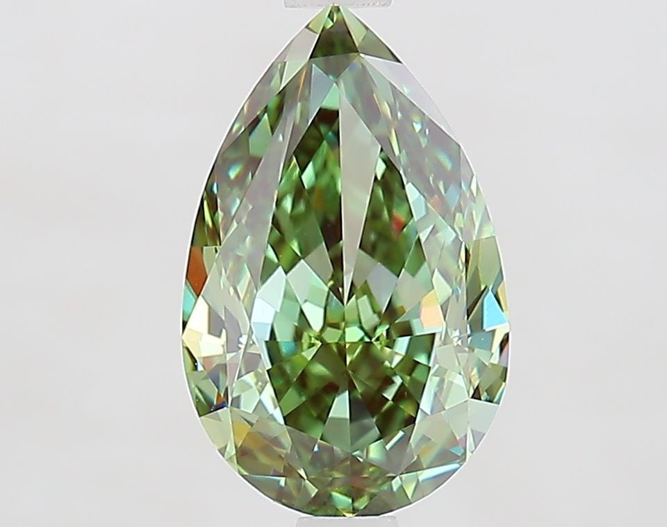Loose Diamond - PEAR 2.32ct Fancy Vivid Green VVS2: Loose Diamond - PEAR 2.32ct Fancy Vivid Green VVS2 Source: This is a real non-mined Diamond that has been grown in a lab Shape: PEAR Carats: 2.32 Color: Fancy Vivid Green Certification: IGI Video: