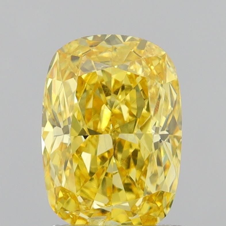 Loose Diamond - CUSHION MODIFIED 1.53ct Fancy Intense Yellow SI1: Loose Diamond - CUSHION MODIFIED 1.53ct Fancy Intense Yellow SI1 Source: This is a real non-mined Diamond that has been grown in a lab Shape: CUSHION MODIFIED Carats: 1.53 Color: Fancy Intense Yellow 