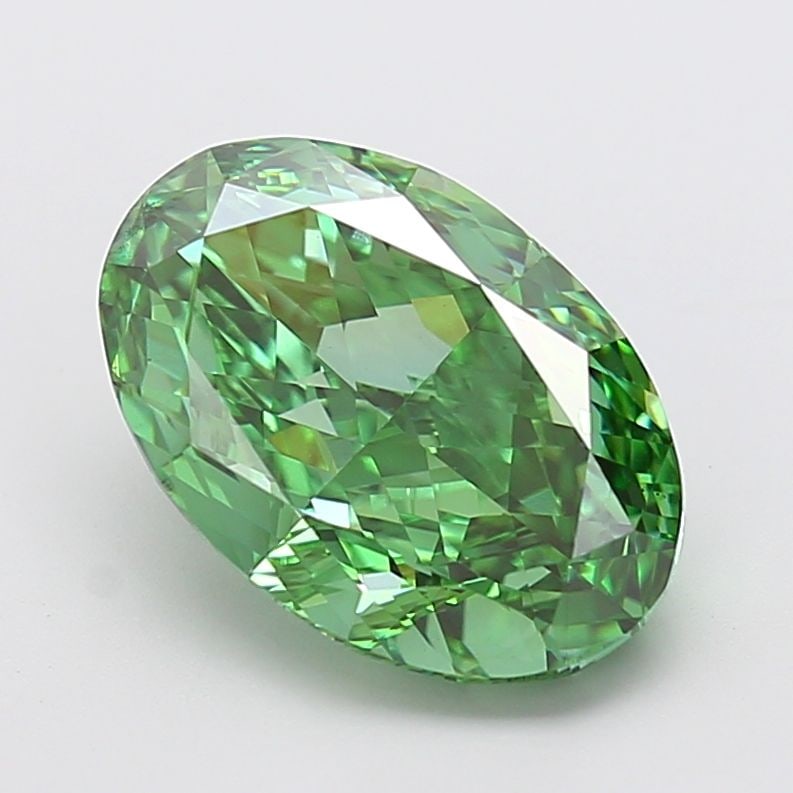 Loose Diamond - OVAL 6.05ct Fancy Vivid Green VS1: Loose Diamond - OVAL 6.05ct Fancy Vivid Green VS1 Source: This is a real non-mined Diamond that has been grown in a lab Shape: OVAL Carats: 6.05 Color: Fancy Vivid Green Certification: IGI Video: