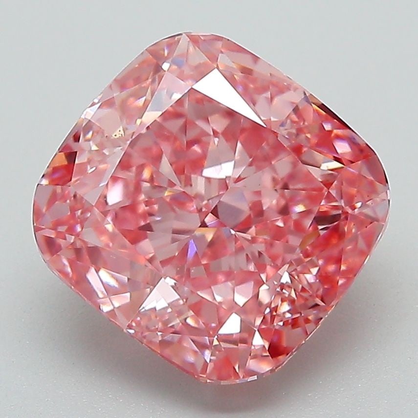 Loose Diamond - CUSHION BRILLIANT 4.13ct Fancy Vivid Pink VS1: Loose Diamond - CUSHION BRILLIANT 4.13ct Fancy Vivid Pink VS1 Source: This is a real non-mined Diamond that has been grown in a lab Shape: CUSHION BRILLIANT Carats: 4.13 Color: Fancy Vivid Pink Certif