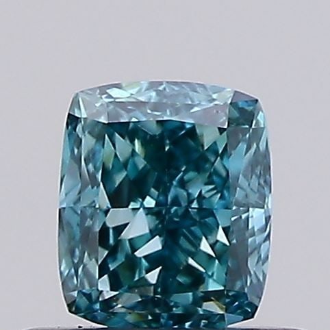 Loose Diamond - CUSHION MODIFIED 0.52ct Fancy Vivid Blueish Green VS1: Loose Diamond - CUSHION MODIFIED 0.52ct Fancy Vivid Blueish Green VS1 Source: This is a real non-mined Diamond that has been grown in a lab Shape: CUSHION MODIFIED Carats: 0.52 Color: Fancy Vivid Blue