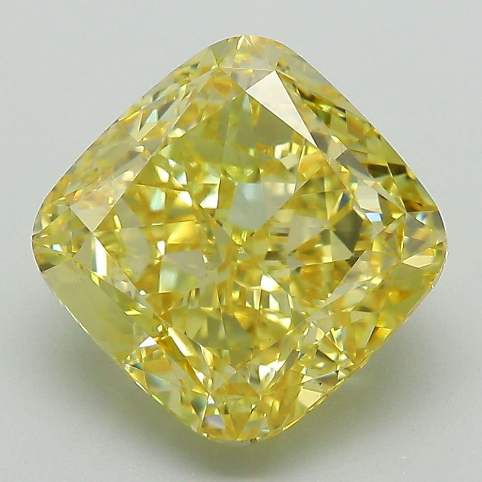 Loose Diamond - CUSHION MODIFIED 5.52ct Fancy Intense Yellow VS1: Loose Diamond - CUSHION MODIFIED 5.52ct Fancy Intense Yellow VS1 Source: This is a real non-mined Diamond that has been grown in a lab Shape: CUSHION MODIFIED Carats: 5.52 Color: Fancy Intense Yellow 