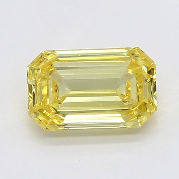 Loose Diamond - EMERALD 0.54ct Fancy Vivid Yellow VVS2: Loose Diamond - EMERALD 0.54ct Fancy Vivid Yellow VVS2 Source: This is a real non-mined Diamond that has been grown in a lab Shape: EMERALD Carats: 0.54 Color: Fancy Vivid Yellow Certification: NONE V