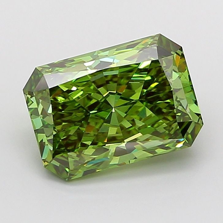 Loose Diamond - RADIANT 5.55ct Fancy Vivid Green VS2: Loose Diamond - RADIANT 5.55ct Fancy Vivid Green VS2 Source: This is a real non-mined Diamond that has been grown in a lab Shape: RADIANT Carats: 5.55 Color: Fancy Vivid Green Certification: IGI Video