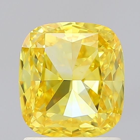 Loose Diamond - CUSHION MODIFIED 2.02ct Fancy Vivid Yellow VS1: Loose Diamond - CUSHION MODIFIED 2.02ct Fancy Vivid Yellow VS1 Source: This is a real non-mined Diamond that has been grown in a lab Shape: CUSHION MODIFIED Carats: 2.02 Color: Fancy Vivid Yellow Cert
