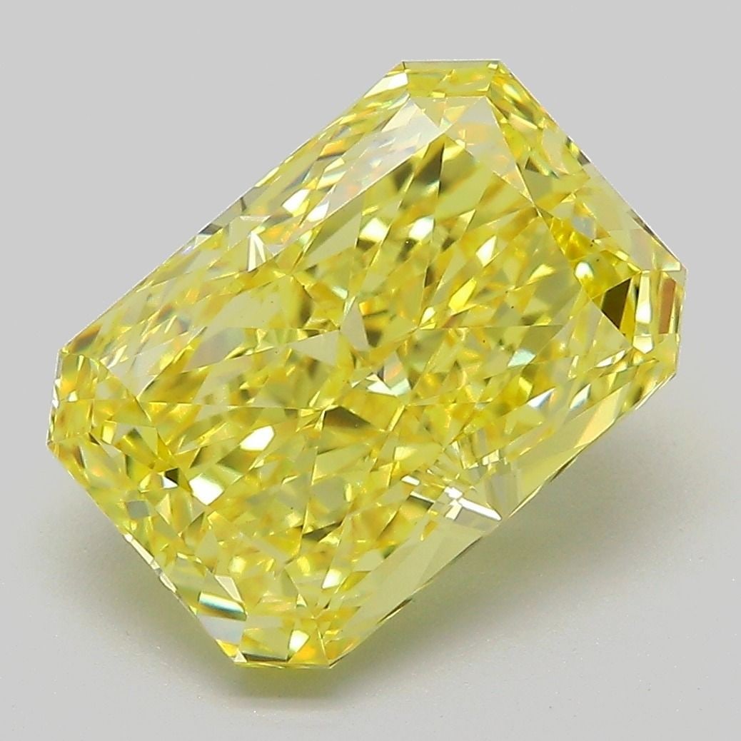 Loose Diamond - RADIANT 5.21ct Fancy Vivid Yellow VS1: Loose Diamond - RADIANT 5.21ct Fancy Vivid Yellow VS1 Source: This is a real non-mined Diamond that has been grown in a lab Shape: RADIANT Carats: 5.21 Color: Fancy Vivid Yellow Certification: IGI Vid