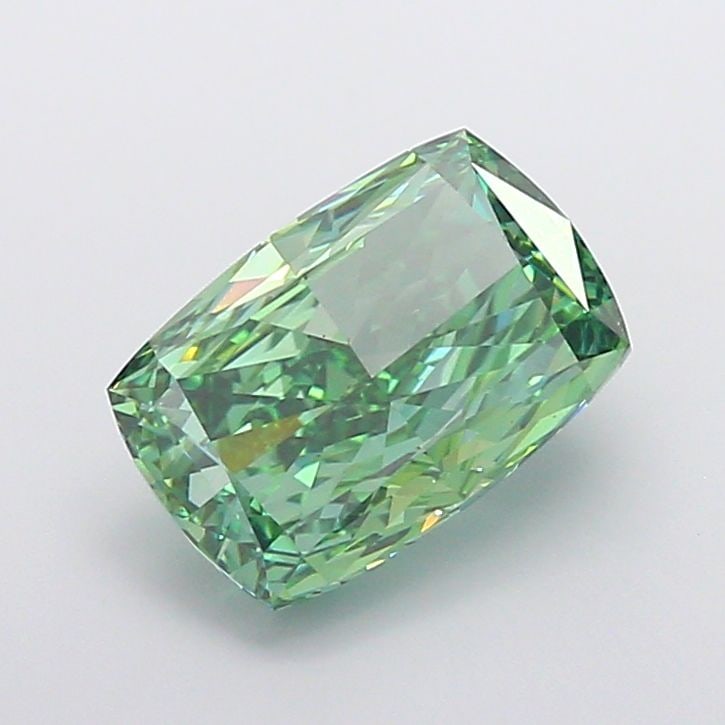 Loose Diamond - CUSHION MODIFIED 5.47ct Fancy Vivid Green VS1: Loose Diamond - CUSHION MODIFIED 5.47ct Fancy Vivid Green VS1 Source: This is a real non-mined Diamond that has been grown in a lab Shape: CUSHION MODIFIED Carats: 5.47 Color: Fancy Vivid Green Certif