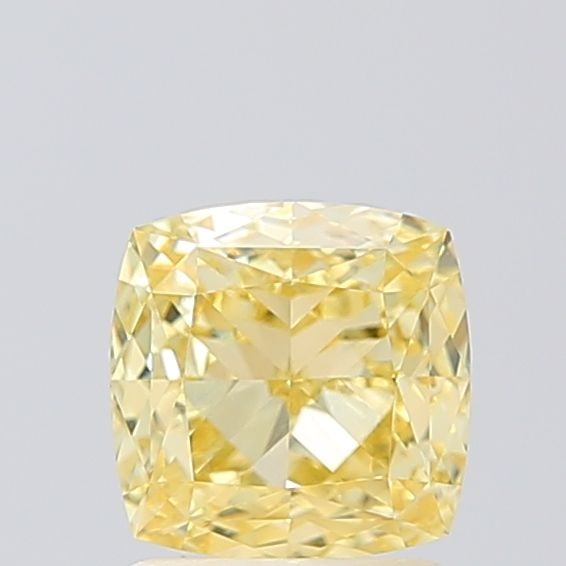 Loose Diamond - CUSHION MODIFIED 1.56ct Fancy Vivid Yellow VVS2: Loose Diamond - CUSHION MODIFIED 1.56ct Fancy Vivid Yellow VVS2 Source: This is a real non-mined Diamond that has been grown in a lab Shape: CUSHION MODIFIED Carats: 1.56 Color: Fancy Vivid Yellow Cer