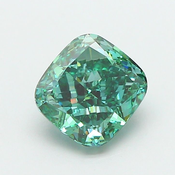 Loose Diamond - CUSHION MODIFIED 1.75ct Fancy Vivid Blueish Green VVS2: Loose Diamond - CUSHION MODIFIED 1.75ct Fancy Vivid Blueish Green VVS2 Source: This is a real non-mined Diamond that has been grown in a lab Shape: CUSHION MODIFIED Carats: 1.75 Color: Fancy Vivid Blu