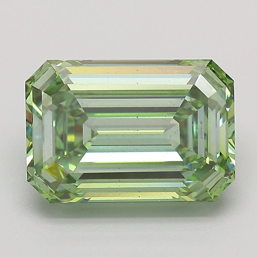 Loose Diamond - EMERALD 4.07ct Fancy Vivid Green VS2: Loose Diamond - EMERALD 4.07ct Fancy Vivid Green VS2 Source: This is a real non-mined Diamond that has been grown in a lab Shape: EMERALD Carats: 4.07 Color: Fancy Vivid Green Certification: IGI
