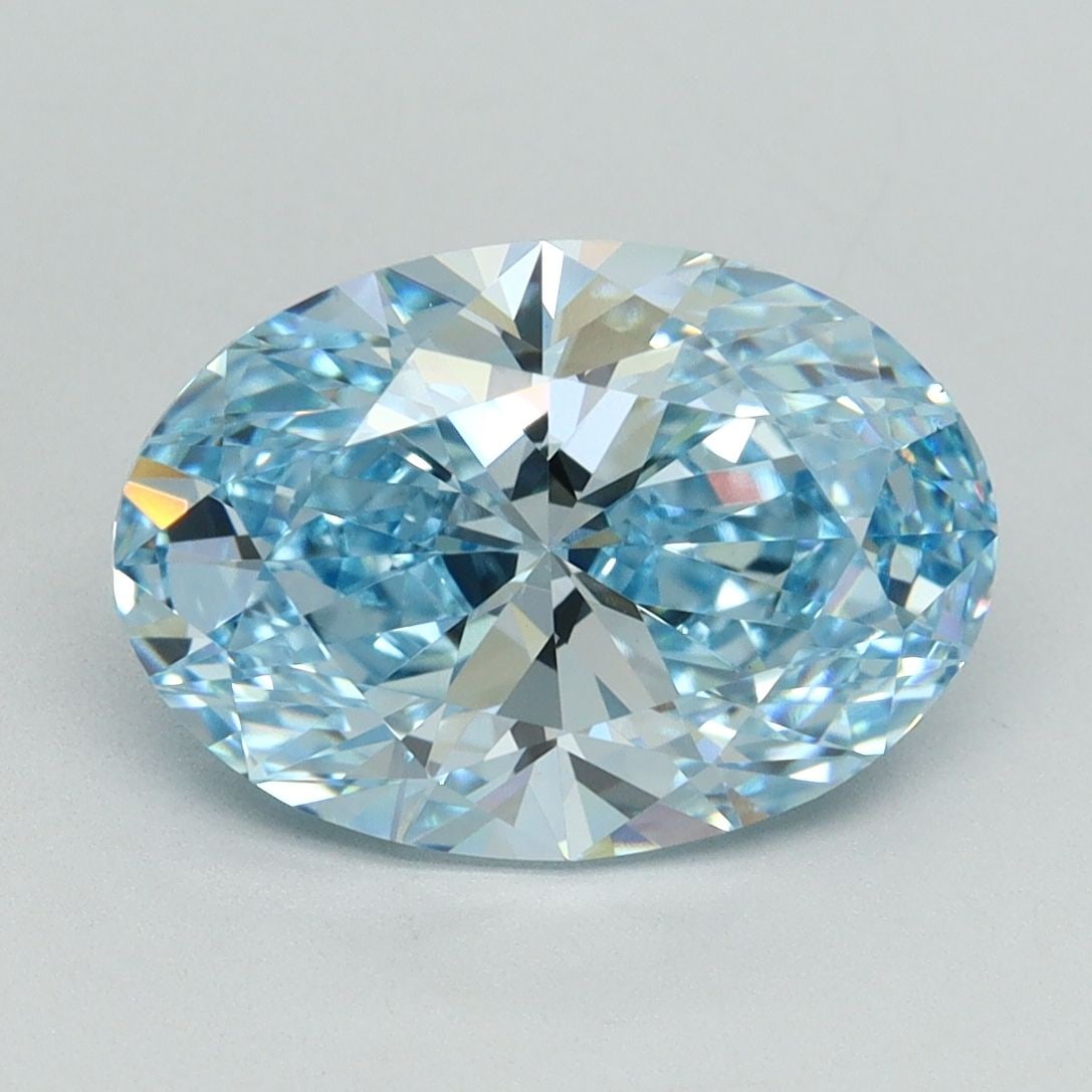 Loose Diamond - OVAL 3.2ct Fancy Vivid Blue VVS2: Loose Diamond - OVAL 3.2ct Fancy Vivid Blue VVS2 Source: This is a real non-mined Diamond that has been grown in a lab Shape: OVAL Carats: 3.2 Color: Fancy Vivid Blue Certification: IGI Video: