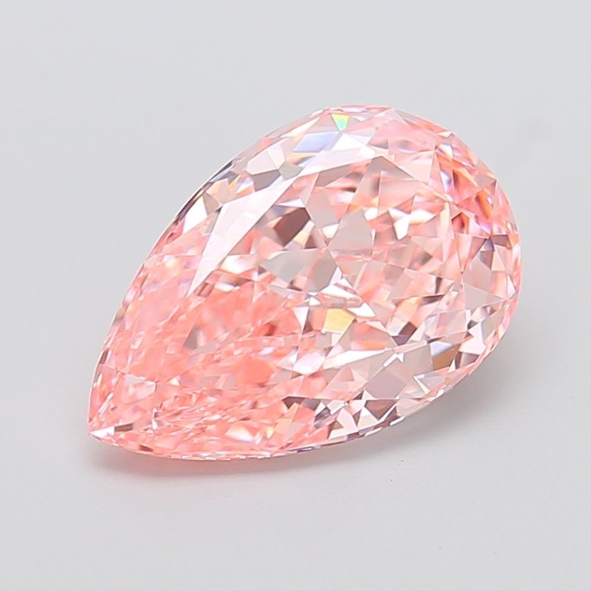 Loose Diamond - PEAR 5.09ct Fancy Vivid Pink VVS2: Loose Diamond - PEAR 5.09ct Fancy Vivid Pink VVS2 Source: This is a real non-mined Diamond that has been grown in a lab Shape: PEAR Carats: 5.09 Color: Fancy Vivid Pink Certification: IGI Video: