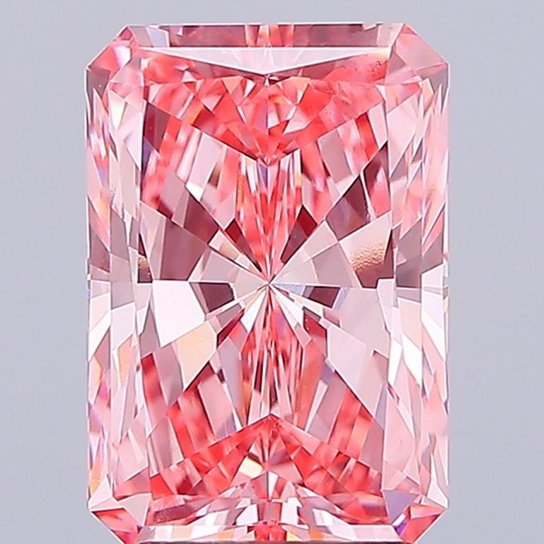 Loose Diamond - RADIANT 4.08ct Fancy Vivid Pink VS1: Loose Diamond - RADIANT 4.08ct Fancy Vivid Pink VS1 Source: This is a real non-mined Diamond that has been grown in a lab Shape: RADIANT Carats: 4.08 Color: Fancy Vivid Pink Certification: IGI Video: