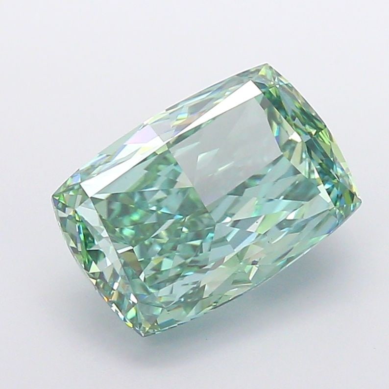 Loose Diamond - CUSHION MODIFIED 6.1ct Fancy Vivid Green VS1: Loose Diamond - CUSHION MODIFIED 6.1ct Fancy Vivid Green VS1 Source: This is a real non-mined Diamond that has been grown in a lab Shape: CUSHION MODIFIED Carats: 6.1 Color: Fancy Vivid Green Certific
