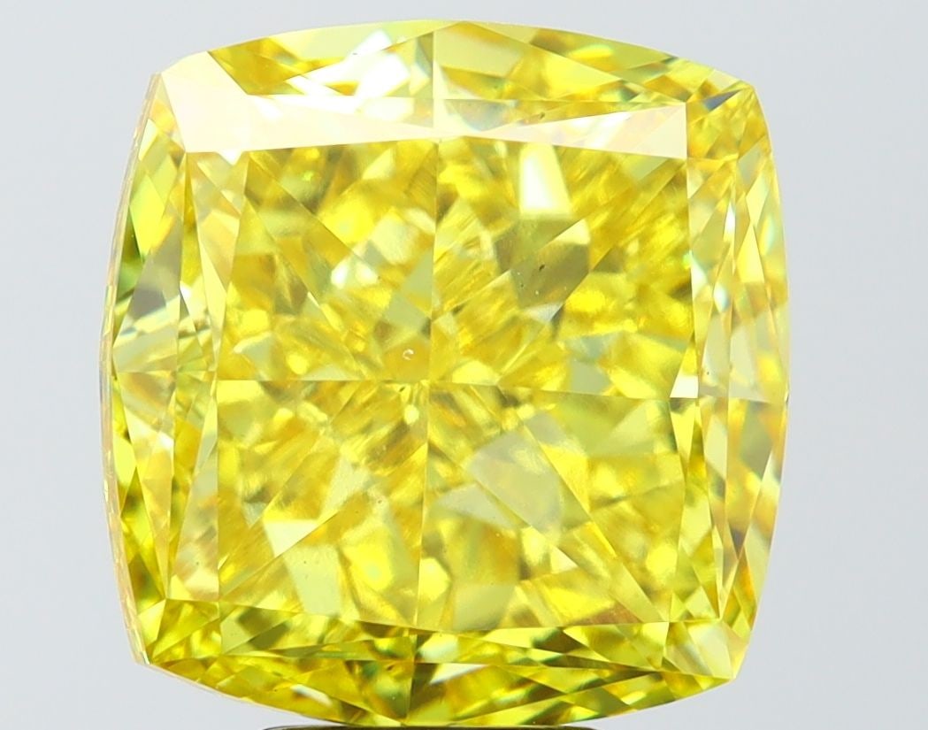 Loose Diamond - CUSHION MODIFIED 10.0ct Fancy Vivid Yellow VS1: Loose Diamond - CUSHION MODIFIED 10.0ct Fancy Vivid Yellow VS1 Source: This is a real non-mined Diamond that has been grown in a lab Shape: CUSHION MODIFIED Carats: 10.0 Color: Fancy Vivid Yellow Cert