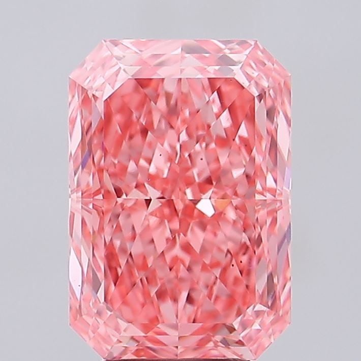 Loose Diamond - RADIANT 4.57ct Fancy Vivid Pink VS1: Loose Diamond - RADIANT 4.57ct Fancy Vivid Pink VS1 Source: This is a real non-mined Diamond that has been grown in a lab Shape: RADIANT Carats: 4.57 Color: Fancy Vivid Pink Certification: IGI Video: