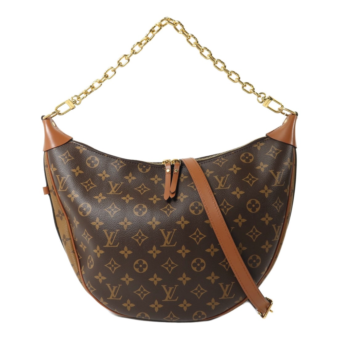 Louis Vuitton Loop Hobo M46311 Monogram Reverse 2 Way Shoulder Bag: Louis Vuitton Loop Hobo M46311 Monogram Reverse 2 Way Shoulder Bag A Louis Vuitton Loop Hobo 2 Way Bag in Monogram Reverse and brown PVC coated canvas. This women's bag features a 2-way shoulder bag s