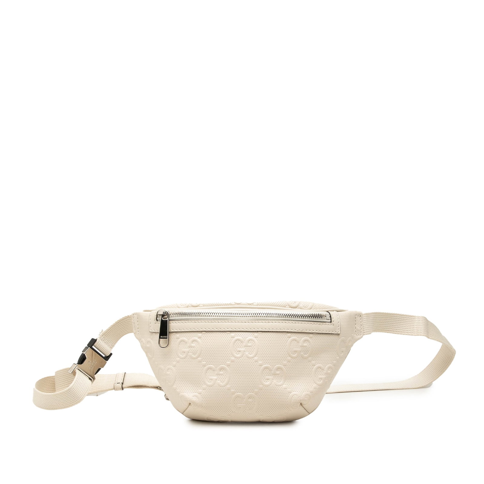 Gucci GG Embossed Belt Bag in White Perforated Leather (1 of 7)