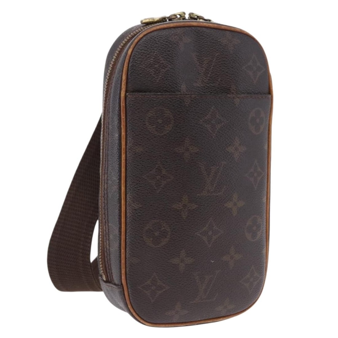 Louis Vuitton Pochette Gange Unisex Brown Canvas Bag: Louis Vuitton Pochette Gange Unisex Brown Canvas Bag Louis Vuitton Pochette Gange in brown monogram canvas. This unisex bag is made in Spain and shows fair, worn condition with rubbing, natural patina