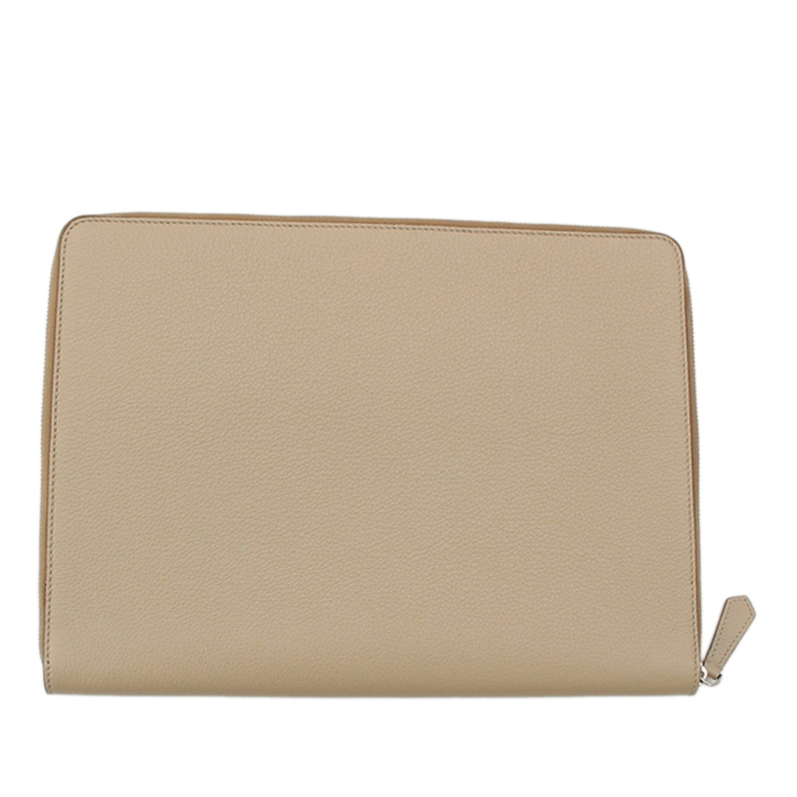 Fendi Leather Zip Around Document Pouch Beige: Fendi Leather Zip Around Document Pouch Beige A Fendi leather document holder zip pouch in beige, designed with a zip-around closure and interior slip pockets. This piece is made in Italy and includes