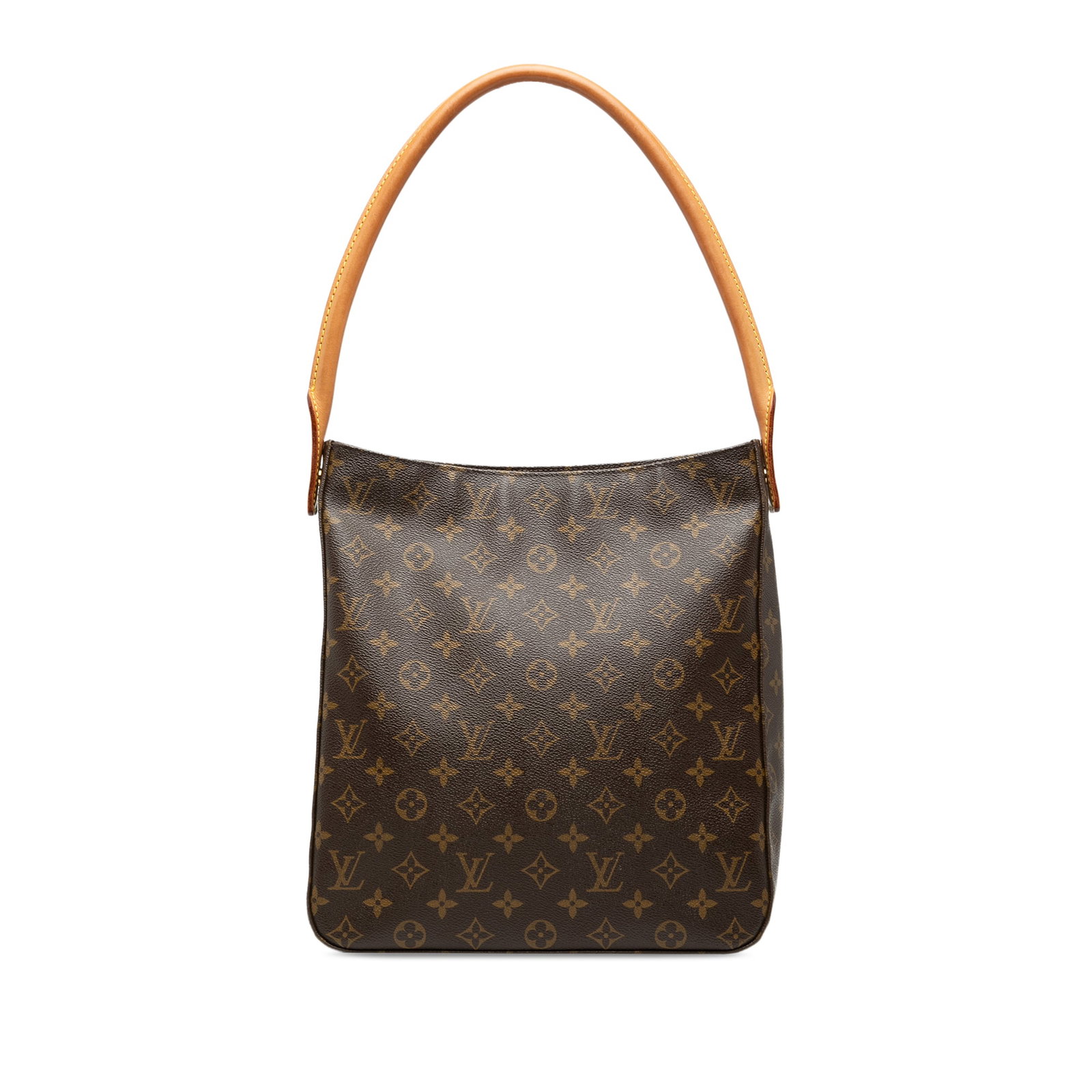 Louis Vuitton Looping GM Shoulder Bag Monogram Canvas Brown France: Louis Vuitton Looping GM Shoulder Bag Monogram Canvas Brown France The Louis Vuitton Monogram Looping GM features the signature monogram canvas with a rolled vachetta leather shoulder strap. It includ