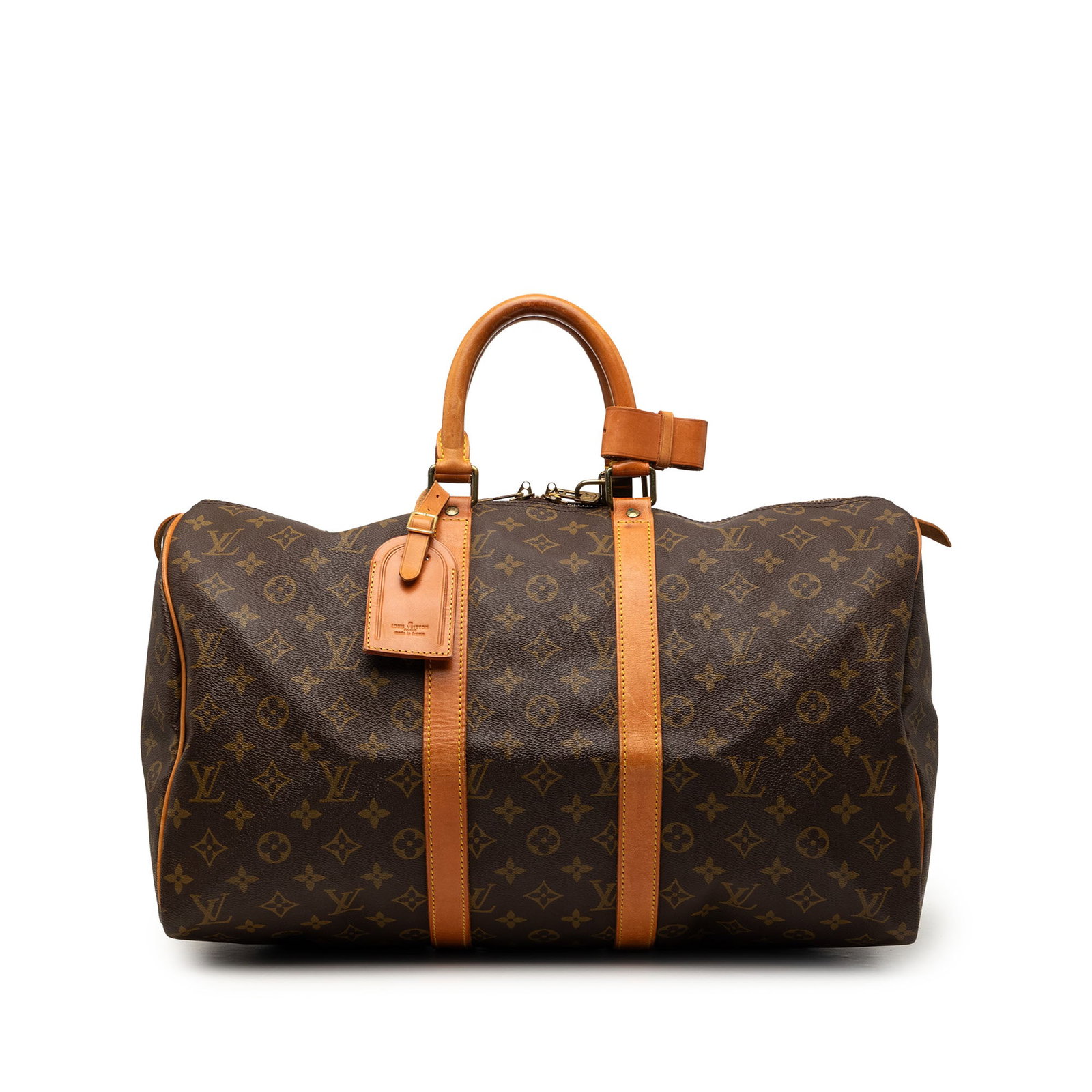 Louis Vuitton Keepall 45 Monogram Canvas Travel Bag: Louis Vuitton Keepall 45 Monogram Canvas Travel Bag Louis Vuitton Monogram Keepall 45 travel bag crafted with a monogram canvas body, vachetta leather trim, rolled vachetta leather handles, and a top 