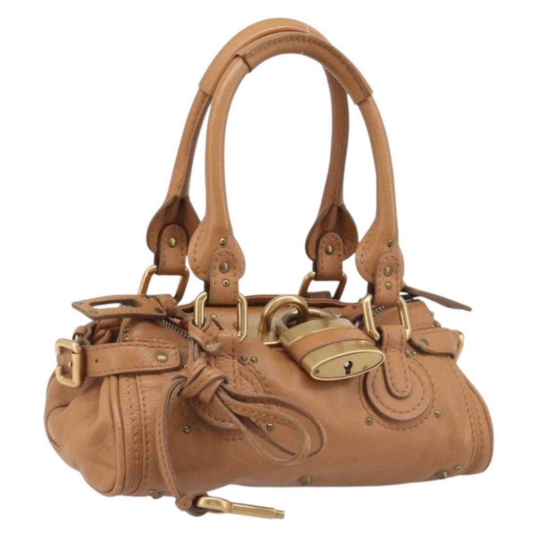Chloe Paddington Mini Leather Handbag Brown Italy: Chloe Paddington Mini Leather Handbag Brown Italy Chloe Mini Paddington handbag in brown leather with silver and gold-tone accents. Made in Italy, this women's handbag shows reasonable wear and tear, 