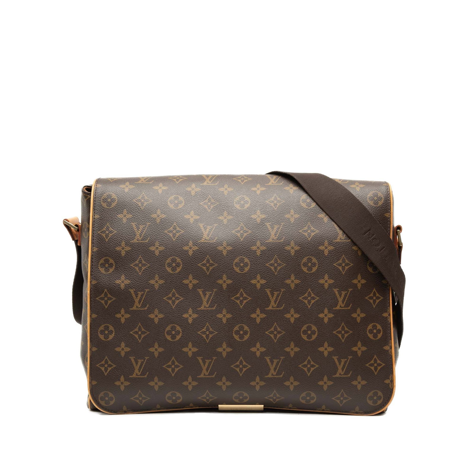 Louis Vuitton Abbesses Monogram Shoulder Bag Brown Canvas: Louis Vuitton Abbesses Monogram Shoulder Bag Brown Canvas Louis Vuitton Monogram Abbesses shoulder bag crafted with a monogram canvas body and vachetta leather trim. It features an adjustable flat sho