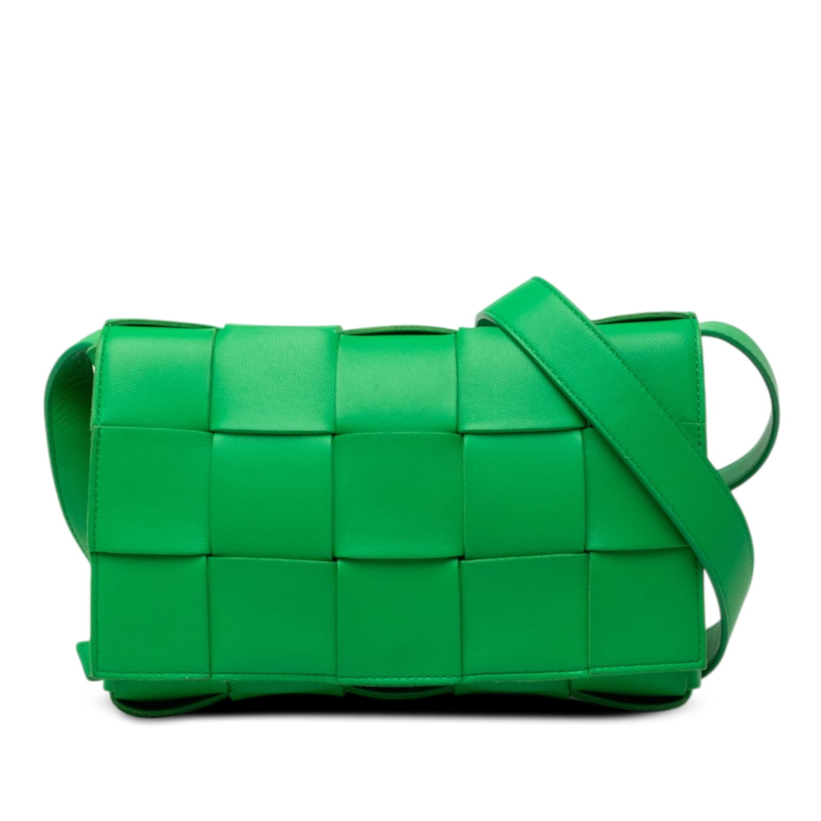 Bottega Veneta Cassette Crossbody Bag Intrecciato Nappa Leather Green: Bottega Veneta Cassette Crossbody Bag Intrecciato Nappa Leather Green This Bottega Veneta Cassette crossbody is crafted in green woven nappa leather with the house's Intrecciato design. It features a 