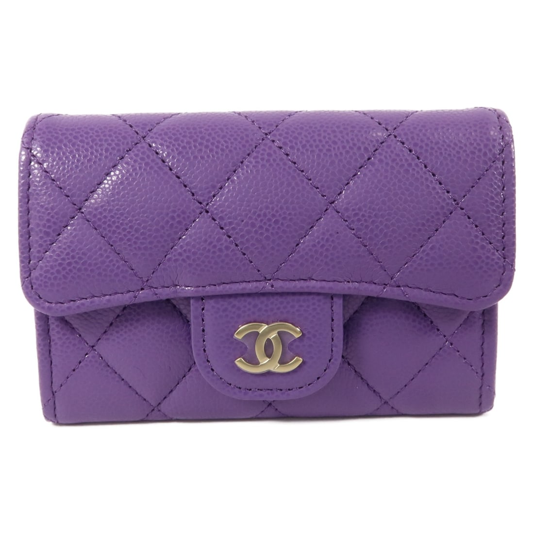 CHANEL AP0214 Classic Flap CC Card Case Purple Calfskin (1 of 14)