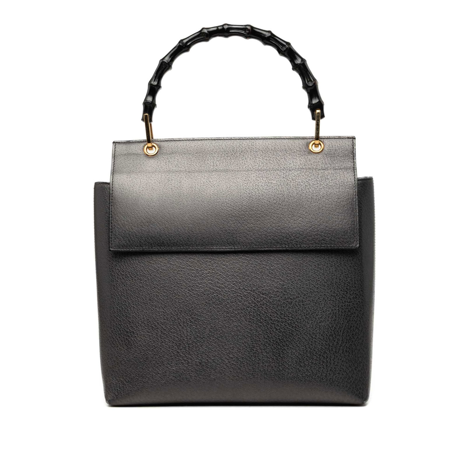 Gucci Bamboo Flap Top Handle Bag Gray Calfskin Leather (1 of 8)