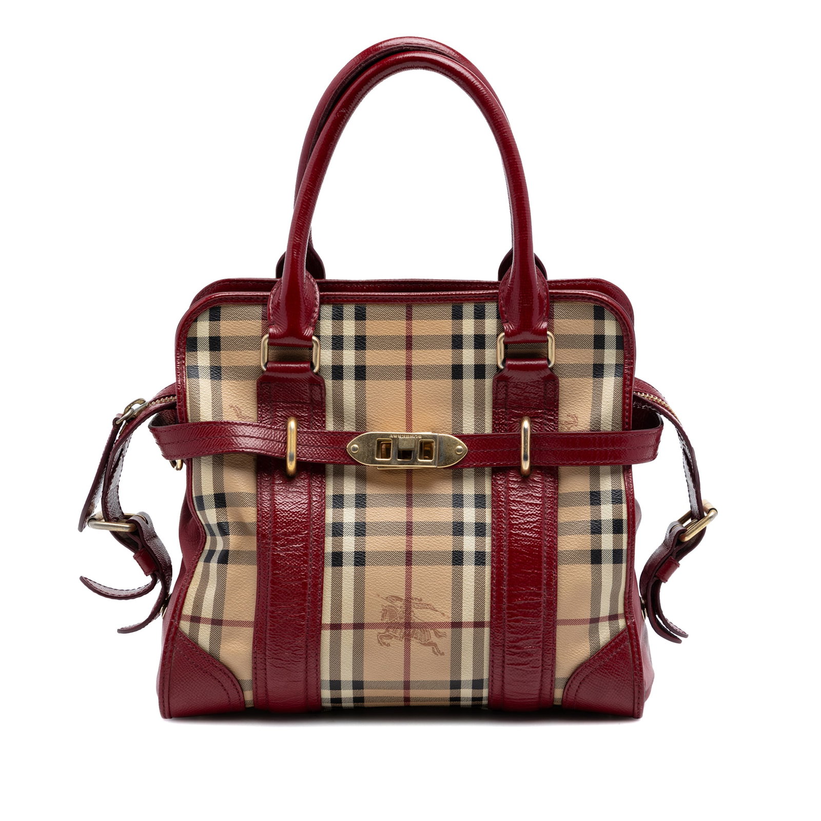 Burberry Minford Portrait Satchel Haymarket Check Coated Canvas (1 of 6)