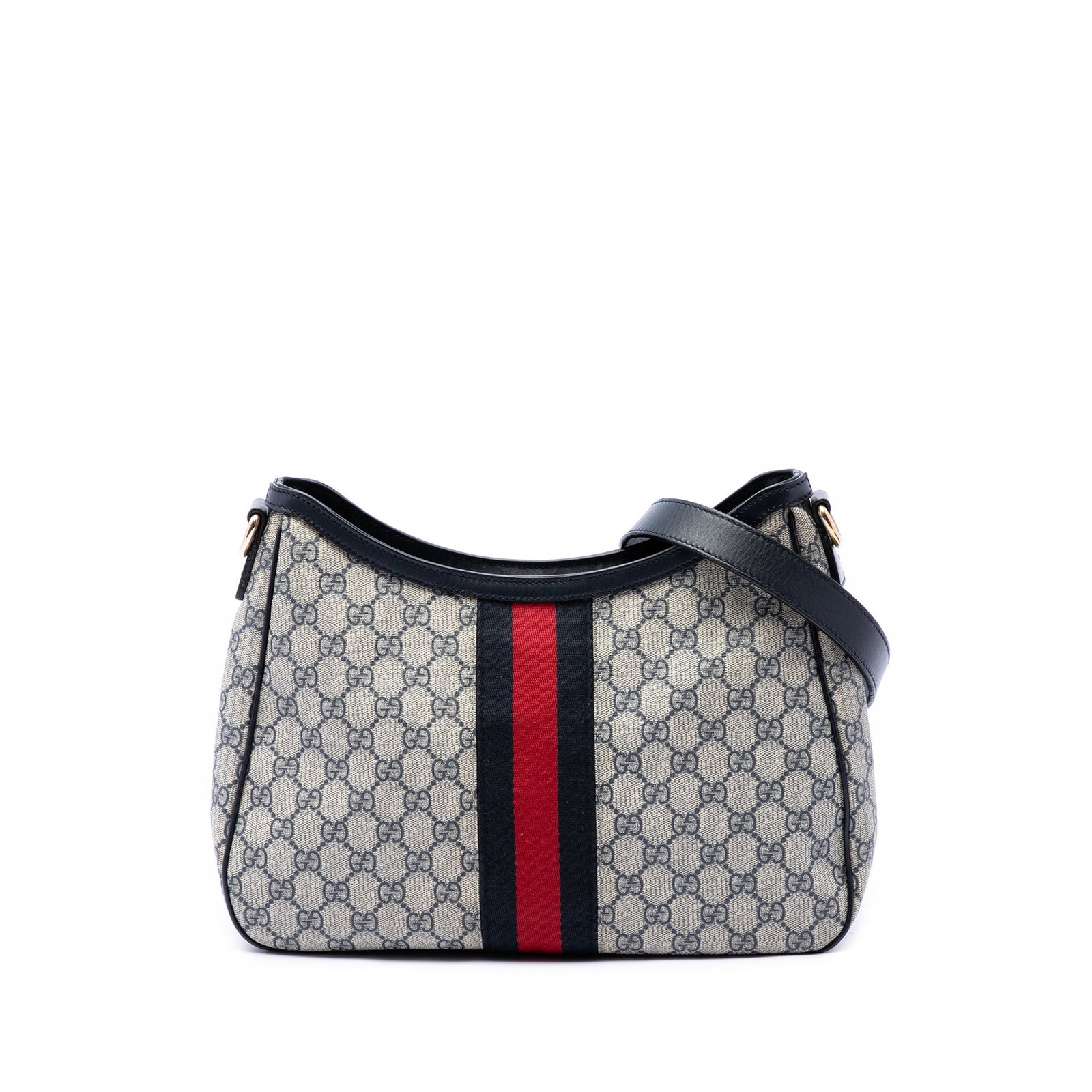 Gucci GG Supreme Web Canvas Shoulder Bag Beige: Gucci GG Supreme Web Canvas Shoulder Bag Beige Gucci GG Supreme Web Shoulder Bag crafted with a coated canvas body, leather trim, and web detail. The bag features a detachable flat leather strap, top 