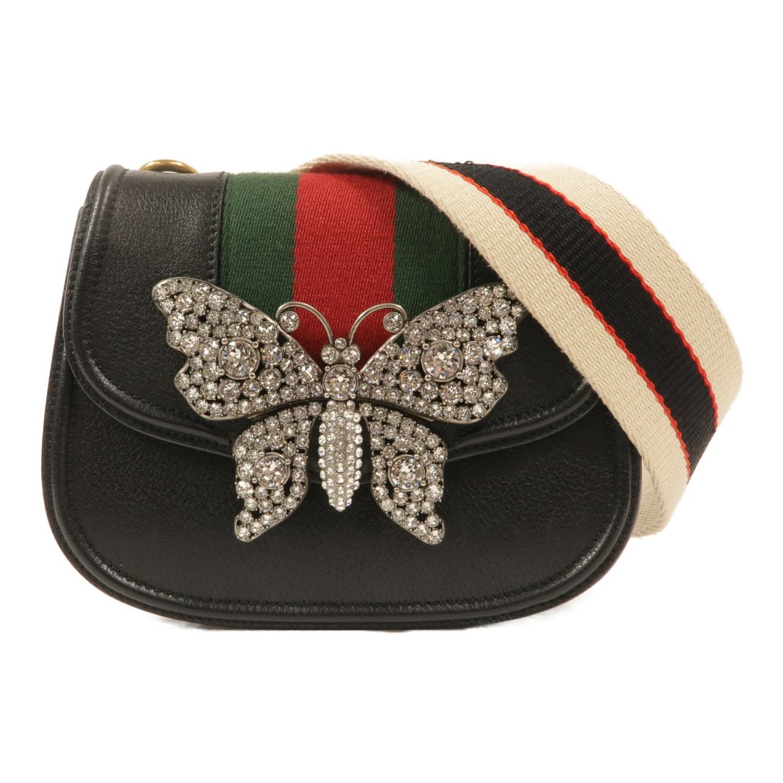 Gucci 505387 Totem Butterfly shoulder bag black calfskin leather (1 of 16)