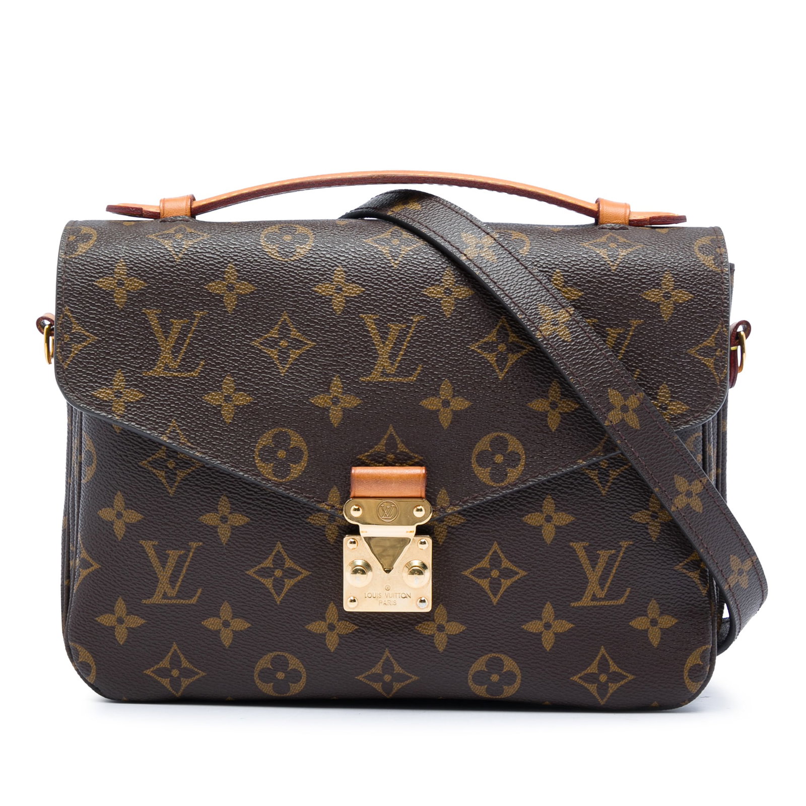 Louis Vuitton Pochette Metis Monogram Canvas Shoulder Bag: Louis Vuitton Pochette Metis Monogram Canvas Shoulder Bag Louis Vuitton Pochette Metis in monogram canvas with a flat vachetta leather top handle, detachable flat shoulder strap, front flap with S-loc