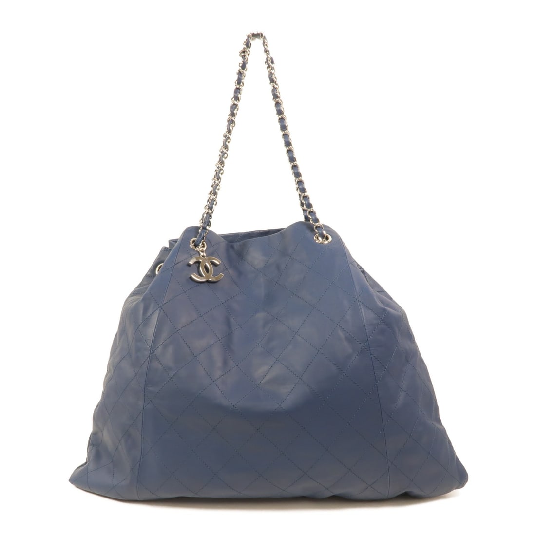 CHANEL CC Lambskin Chain Shoulder Bag Blue Silver Tone Hardware: CHANEL CC Lambskin Chain Shoulder Bag Blue Silver Tone Hardware A Chanel CC chain shoulder bag in blue lambskin leather with silver-tone hardware. Made for women, this shoulder bag features a slim pro