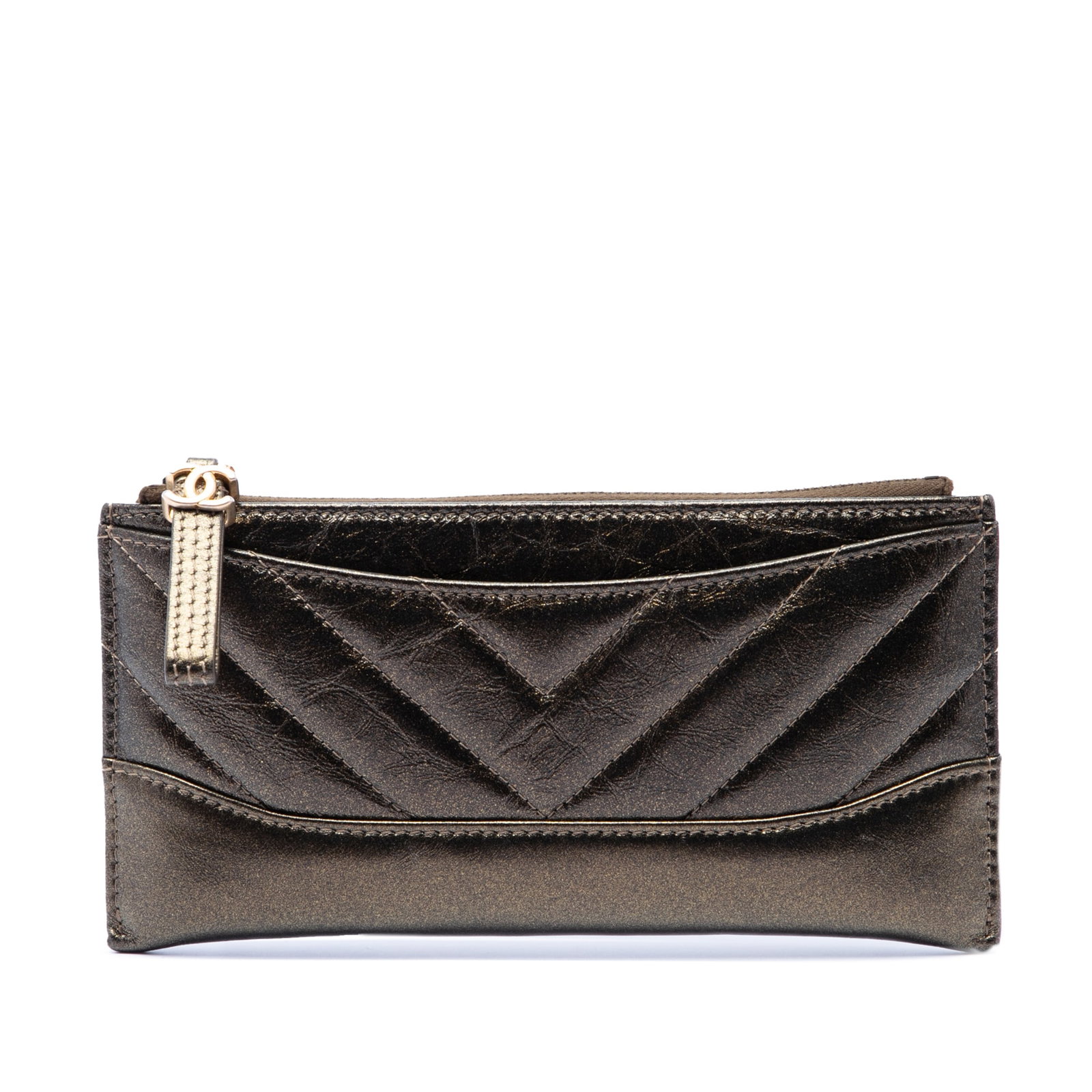Chanel Gabrielle zip pouch in metallic aged calfskin leather (1 of 7)