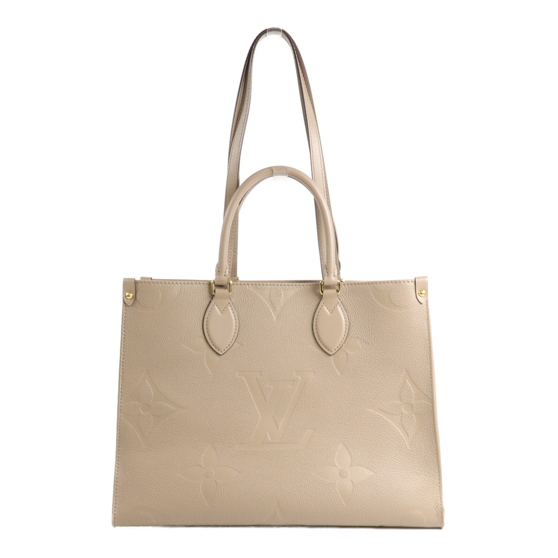 Louis Vuitton On The Go MM M45607 Monogram Empreinte 2way Bag: Louis Vuitton On The Go MM M45607 Monogram Empreinte 2way Bag Louis Vuitton OnTheGo MM 2-way shoulder bag in Monogram Empreinte calfskin with a beige and Tourterelle beige colorway. This women's bag f