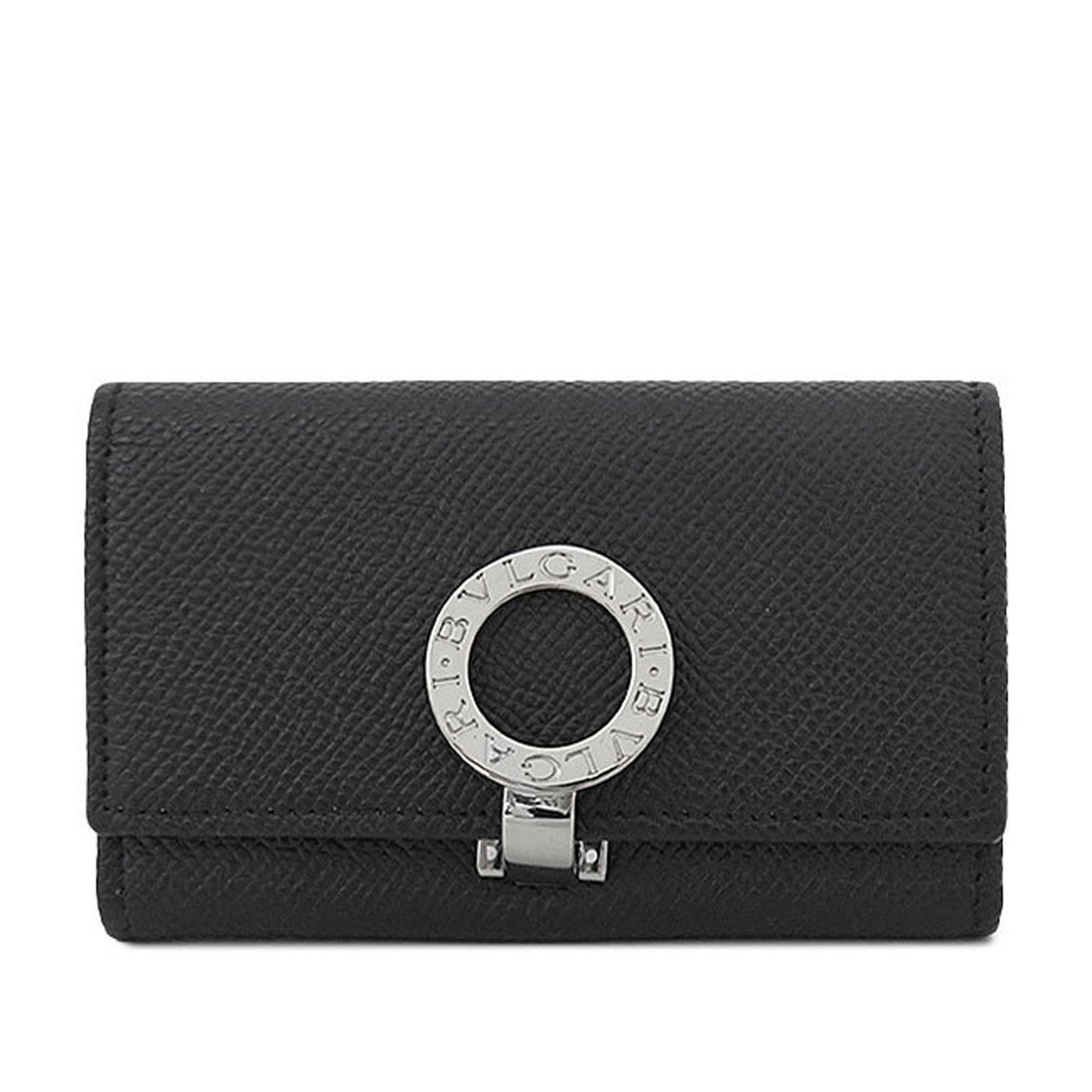 Bvlgari Grained Calfskin 6 Hook Key Holder Black Leather (1 of 13)