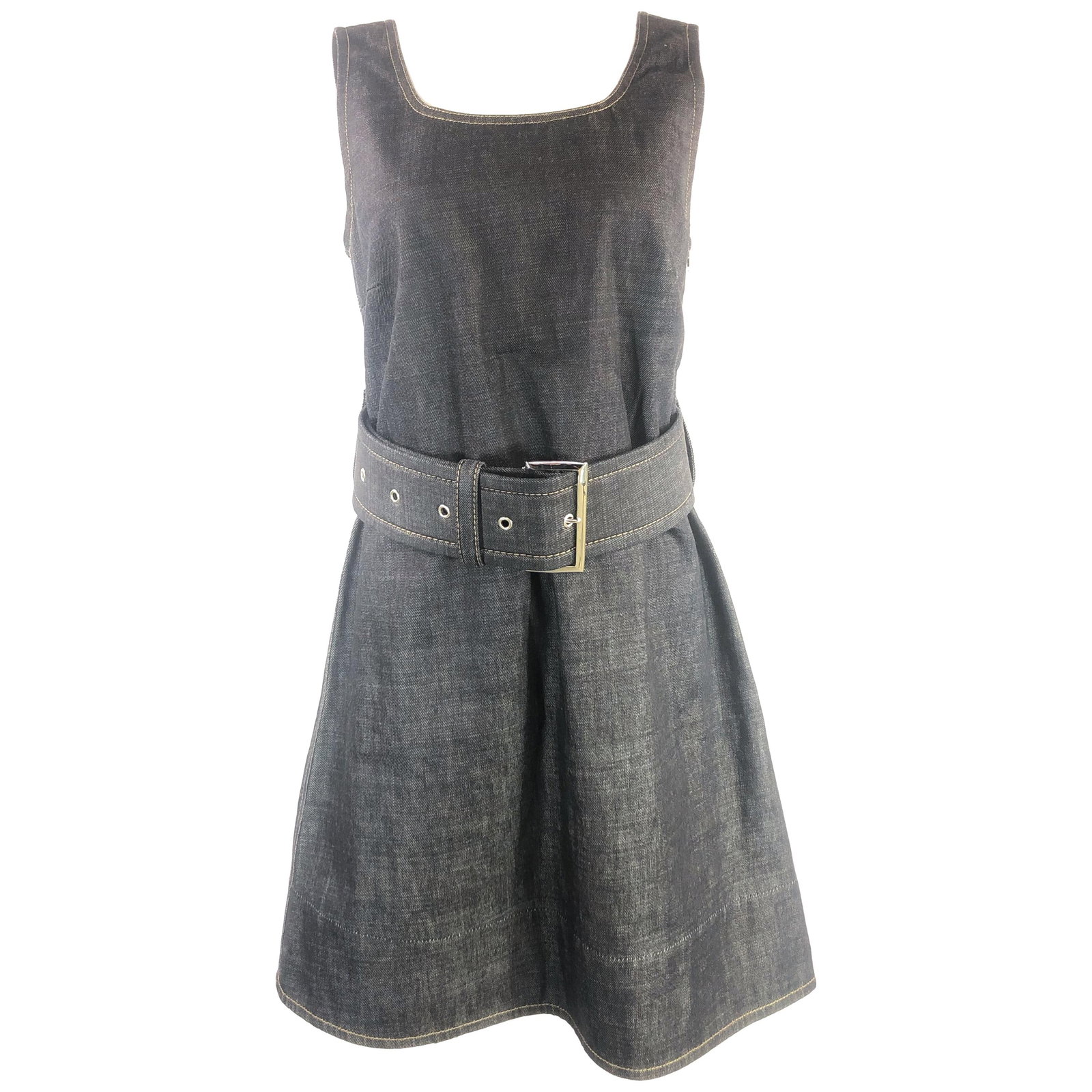 Marni belted sleeveless denim mini dress dark blue IT 40: Marni belted sleeveless denim mini dress dark blue IT 40 Marni sleeveless mini dress in dark blue denim with a belted design and side zip closure. Made in Italy, this 21st century piece is crafted fro